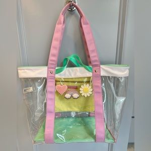 Stoney Clover Lane x Target transparent beach or pool tote bag with patches